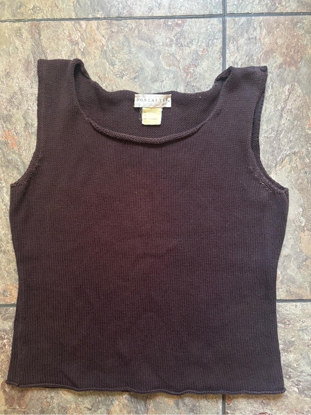 Vintage chocolate brown 100% cotton knit tank Doncaster size L